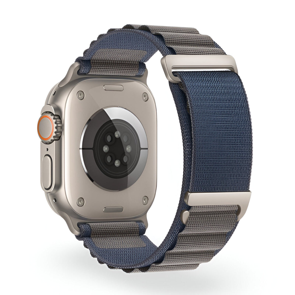 Bracelet Apple Watch en nylon bleu marine à boucle alpine, mixte, ajustable, modèle Zane.