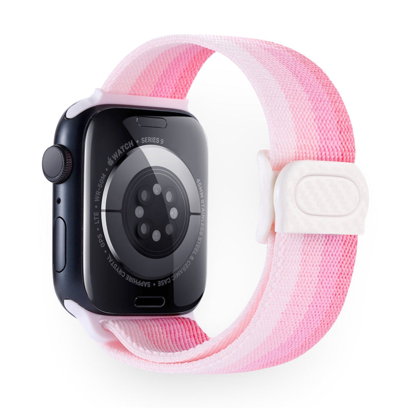 Bracelet Apple Watch en nylon dégradé rose clair et rose foncé, modèle Fenix, mixte.
