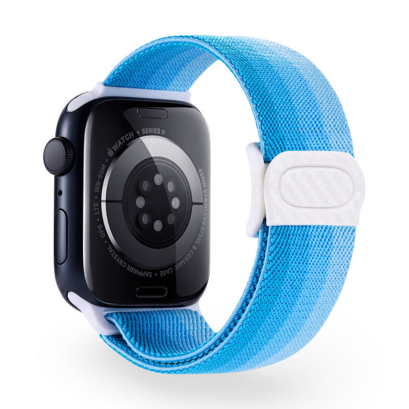 Bracelet Apple Watch en nylon dégradé bleu ajustable de 38 à 42 mm, style Fenix.