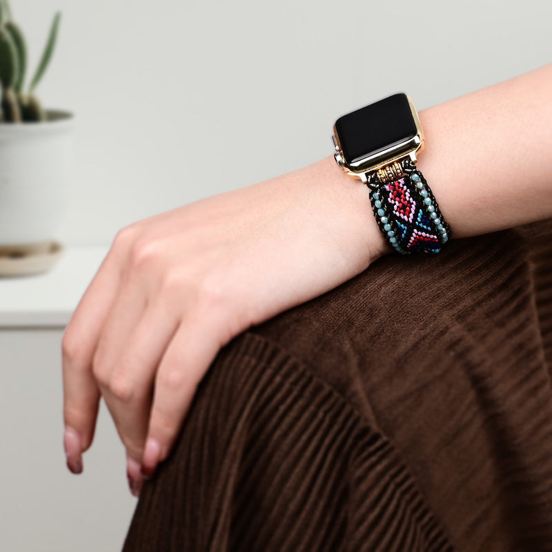 Bracelet Apple Watch, en nylon et cristal, pour femme, modèle Nyra