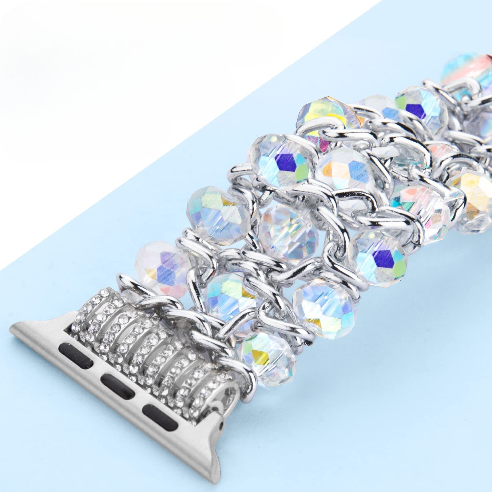 Bracelet de montre connectée, Apple Watch, en perles de cristal, pour femme, modèle Crisis - La Boutique du Bracelet
