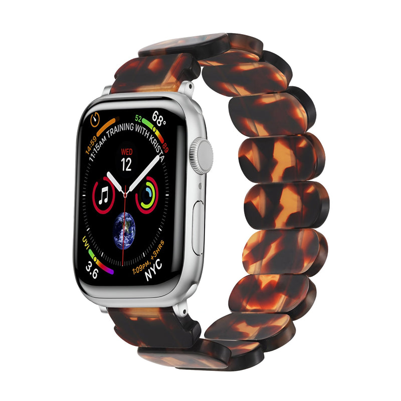 Bracelet Apple Watch en résine effet écaille marron et noir, style Ilya pour femme, 38-42 mm.
