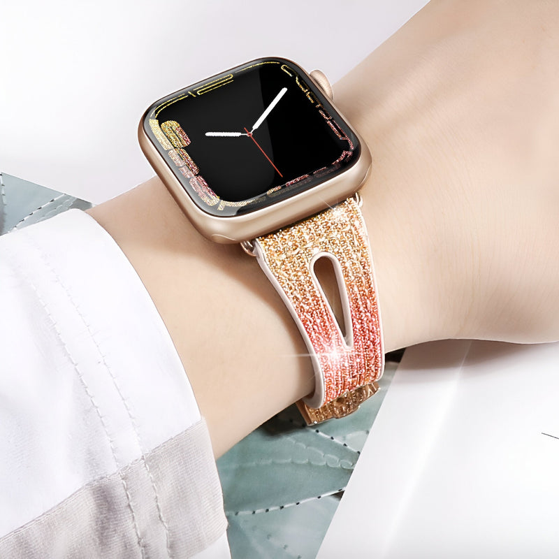 Apple Watch-bandje, van glinsterende siliconen, voor dames, model Rhea