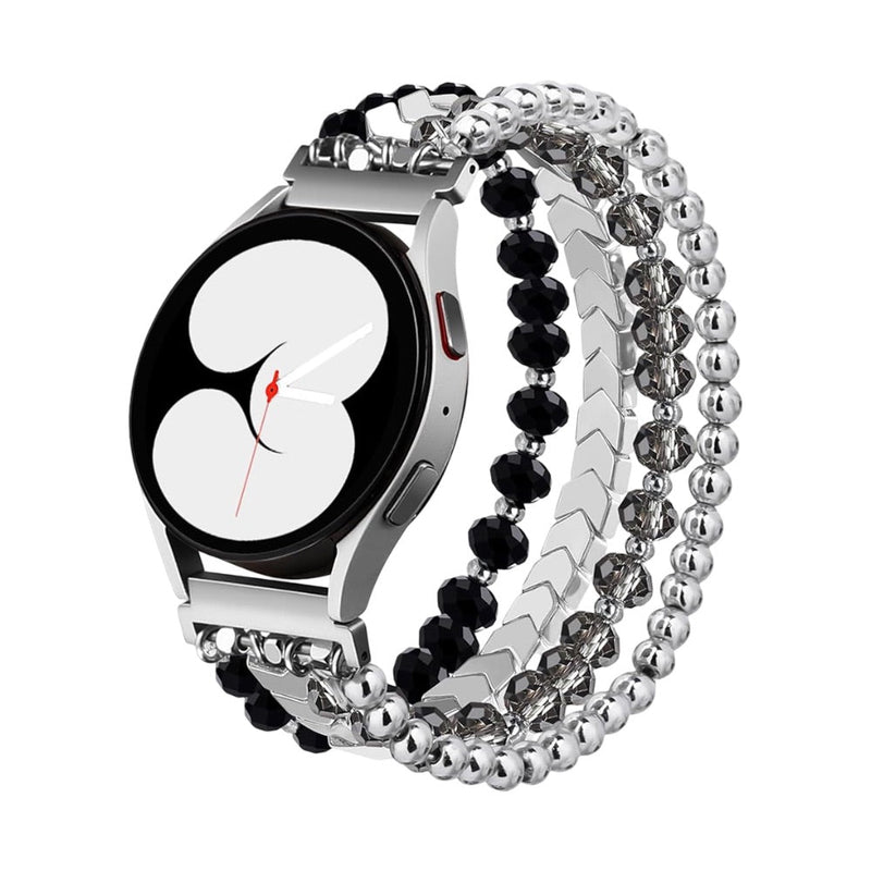 Multi-rijen armband voor smartwatch, met facetgeslepen kralen en chevron schakels, model Lévana