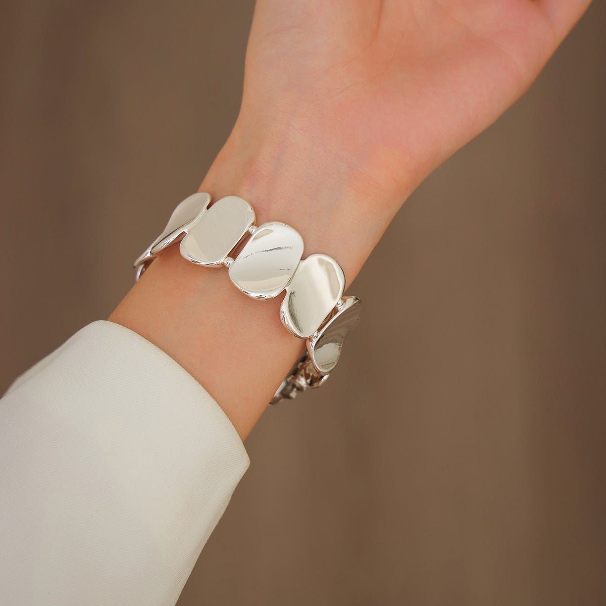Wide Mesh Mirror-Effect Watch Bracelet, Gold or Silver Finish, Jindelle Model