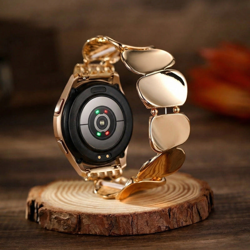 Pulseira de relógio para senhora em liga metálica, elos largos com efeito espelhado, compatível com Samsung, Huawei, Garmin, Ice Watch, modelo Jindelle