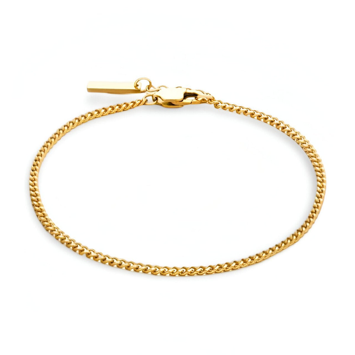 Bracelet fin en acier inoxydable doré, chaîne maille cuban avec fermoir lobster, modèle Giovanni.