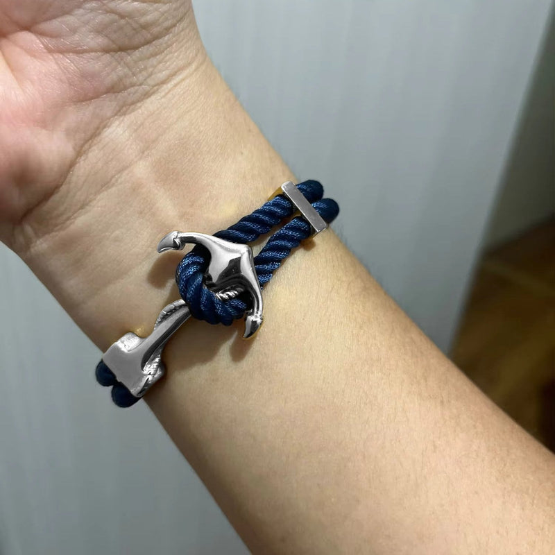 Pulsera de doble cordón, motivo ancla, modelo Jareth