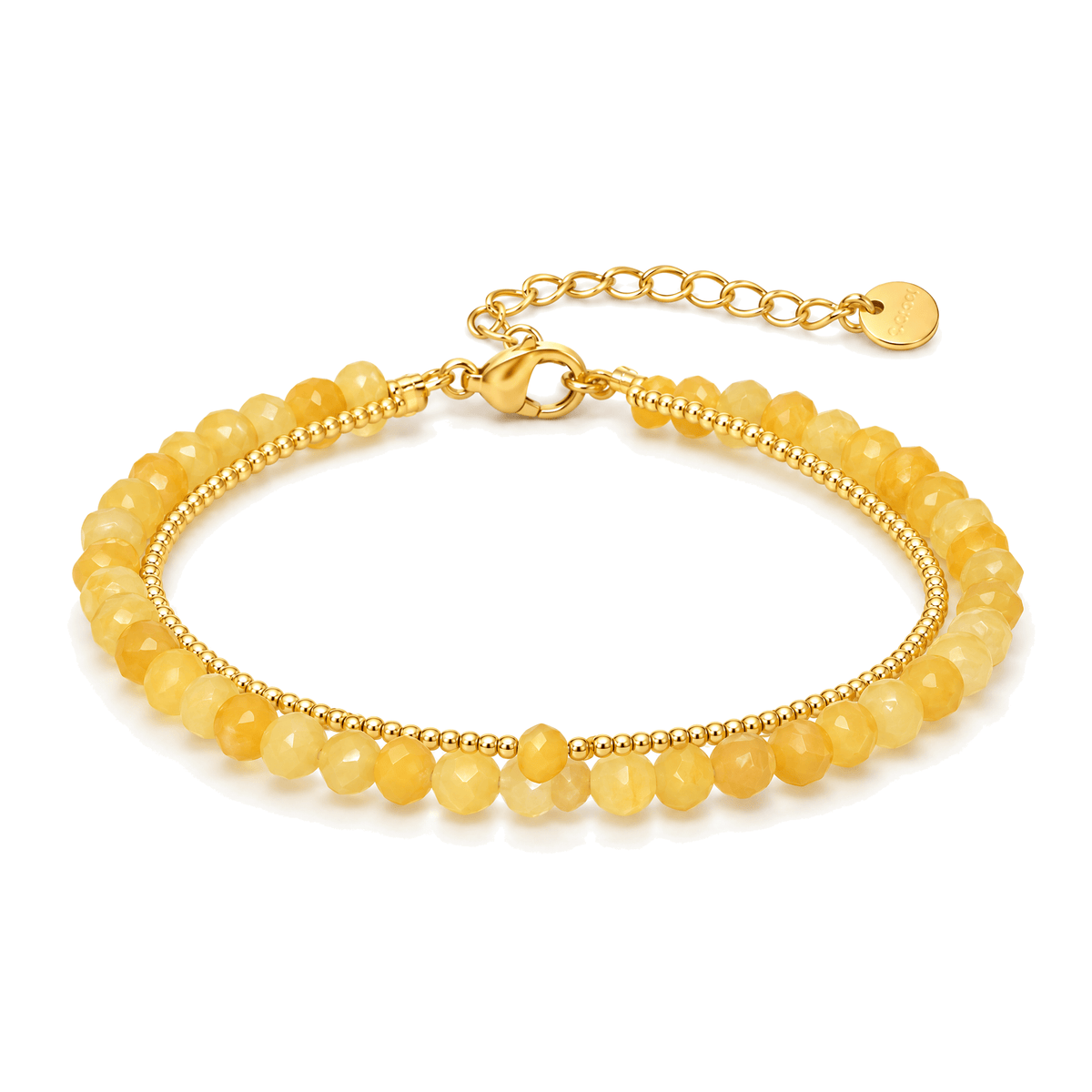 Packshot studio bracelet Médélyne Jaune, vue frontale basse, fond blanc pur — détails verrouillés 10 octobre 2026