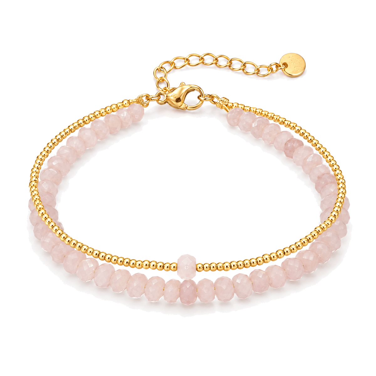 Packshot studio bracelet Médélyne Rose clair, vue frontale basse, fond blanc pur — détails verrouillés 10 octobre 2026