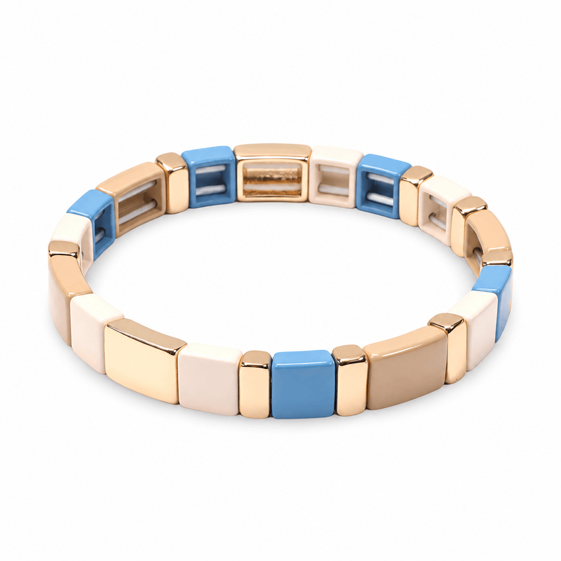 Packshot studio bracelet Calypso style 5, maillons émail multicolores.