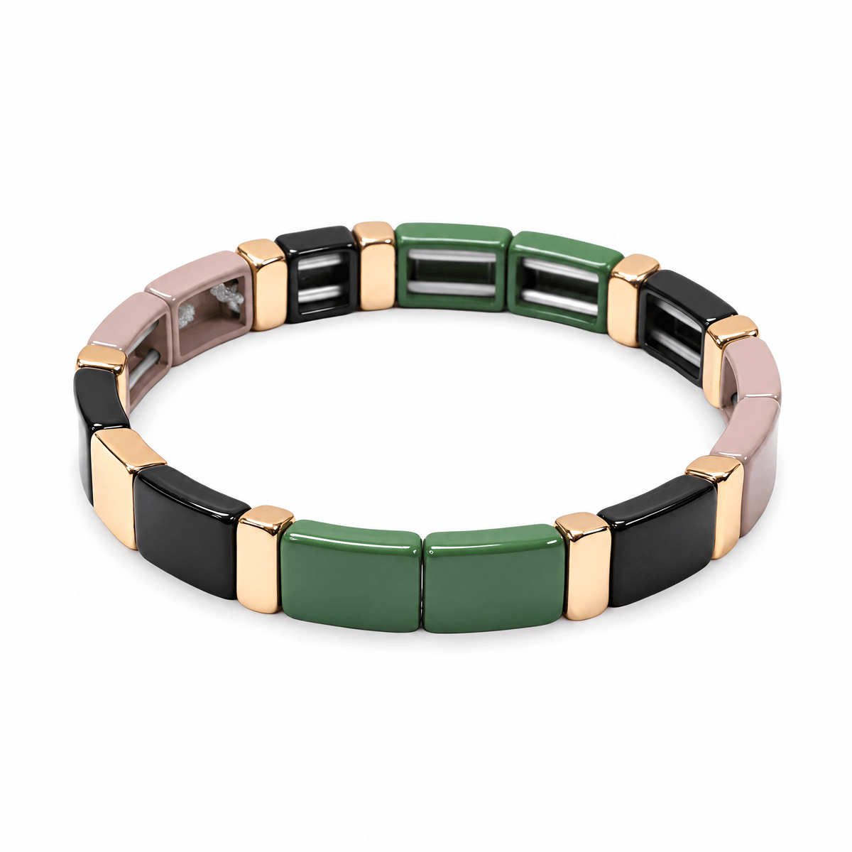 Packshot studio bracelet Calypso style 6, maillons émail multicolores.