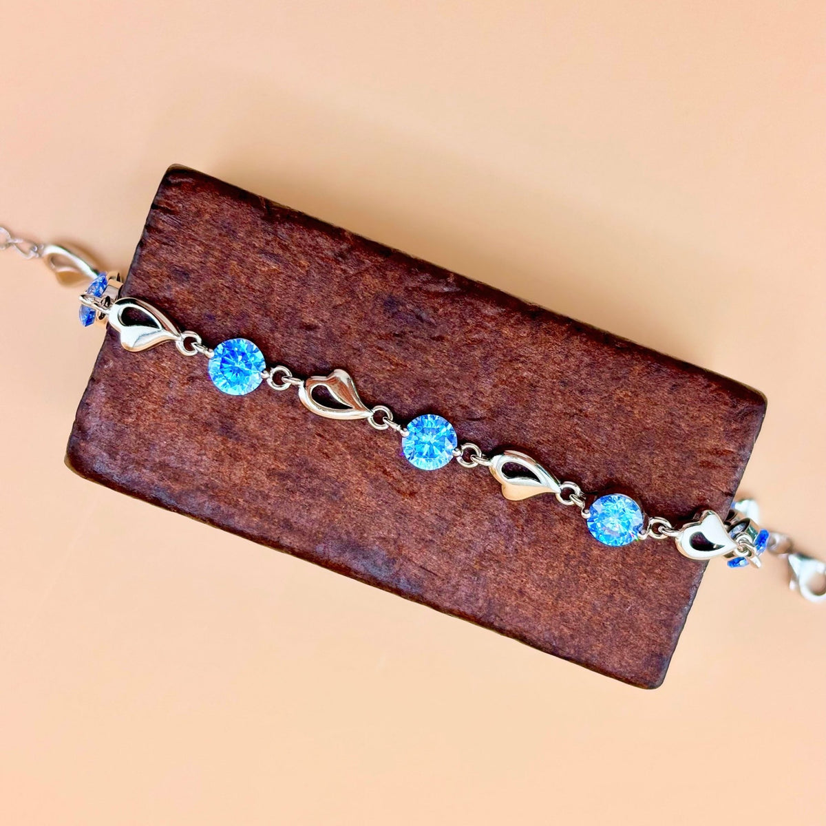 Pure silver bracelet for women, heart link, Brenda model