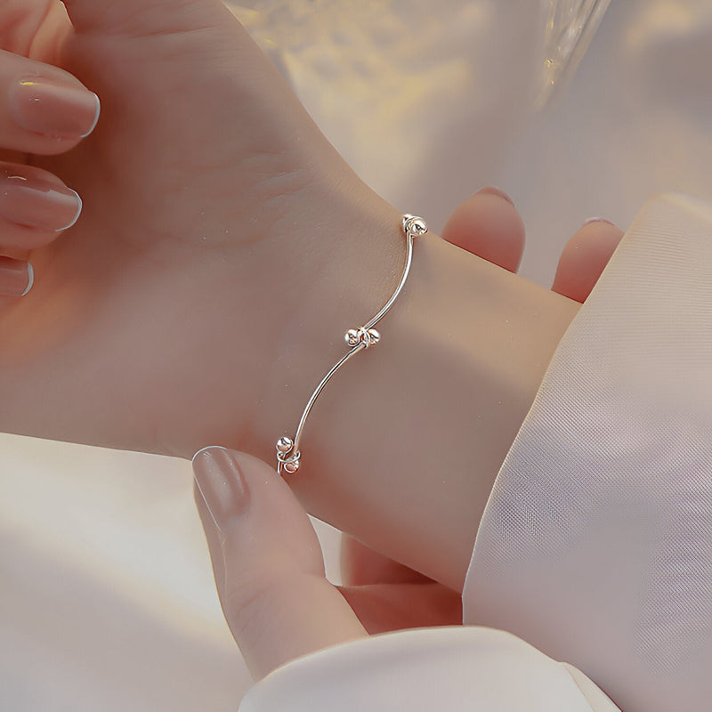 Pulsera de plata de ley, nudo con cuentas, para mujer, modelo Romilda