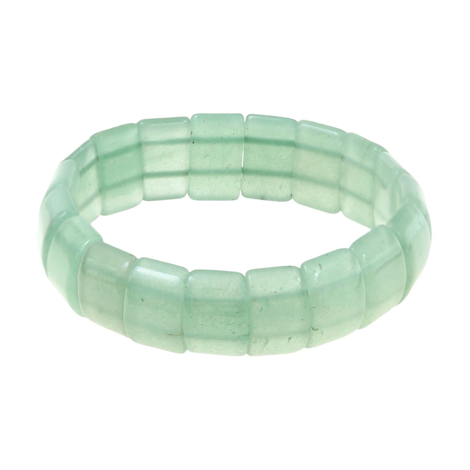 Natural Green Aventurine Bracelet, Polished Rectangular Beads, Elastic Jewelry for Women, Serenity Stone, Elegant Wrist Accessory, Fresca Model