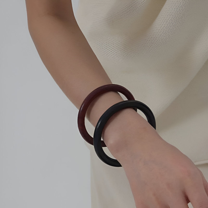 Pulsera de madera natural, brazalete elegante, para mujer, modelo Natalia