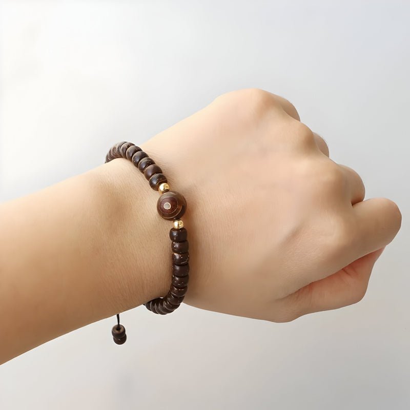 Pulsera de concha de coco y piedra de ágata, unisex, modelo Miro