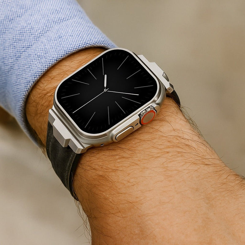 Pulsera de cuero con aspecto técnico y moderno para Apple Watch, ajustable, modelo Toulan