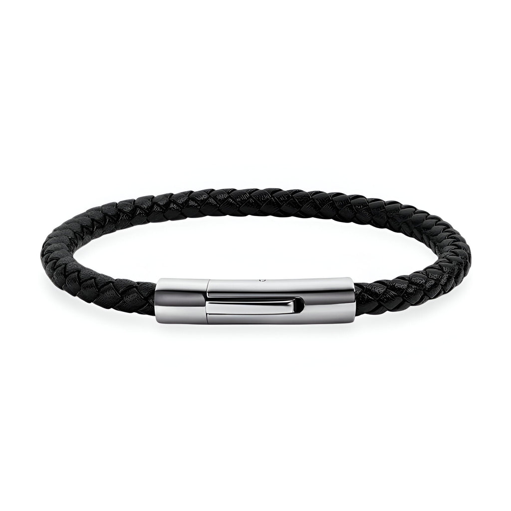 Bracelet en cuir et acier inoxydable, au style alluré, modèle Djilsi - La Boutique du Bracelet