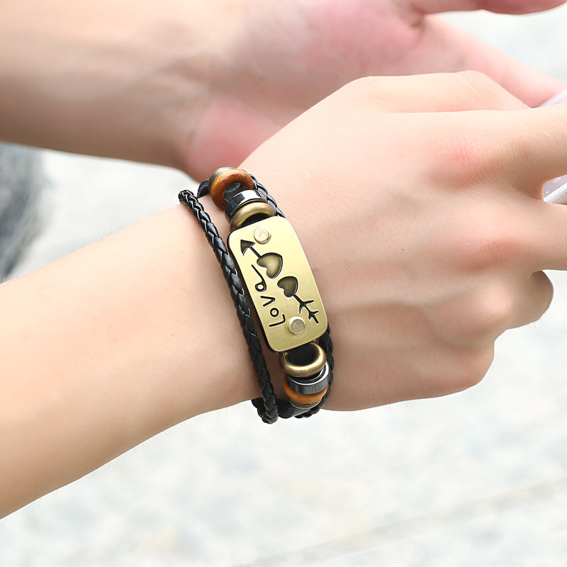 Pulsera de cuero multihilera,