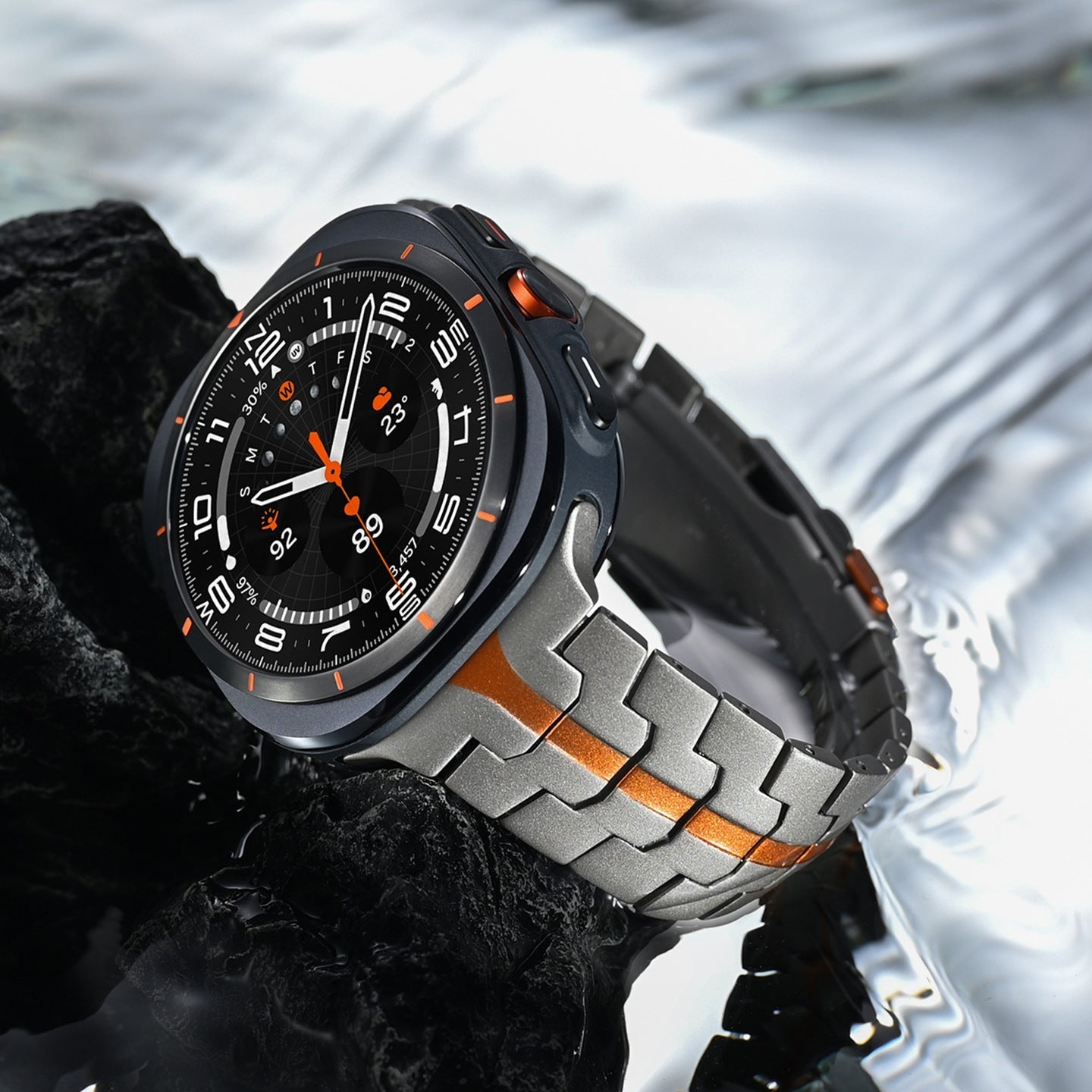 Bracelet en métal renforcé haute technologie, pour montre connectée, fermoir papillon, pour Samsung Galaxy Watch Ultra, modèle Despo - La Boutique du Bracelet