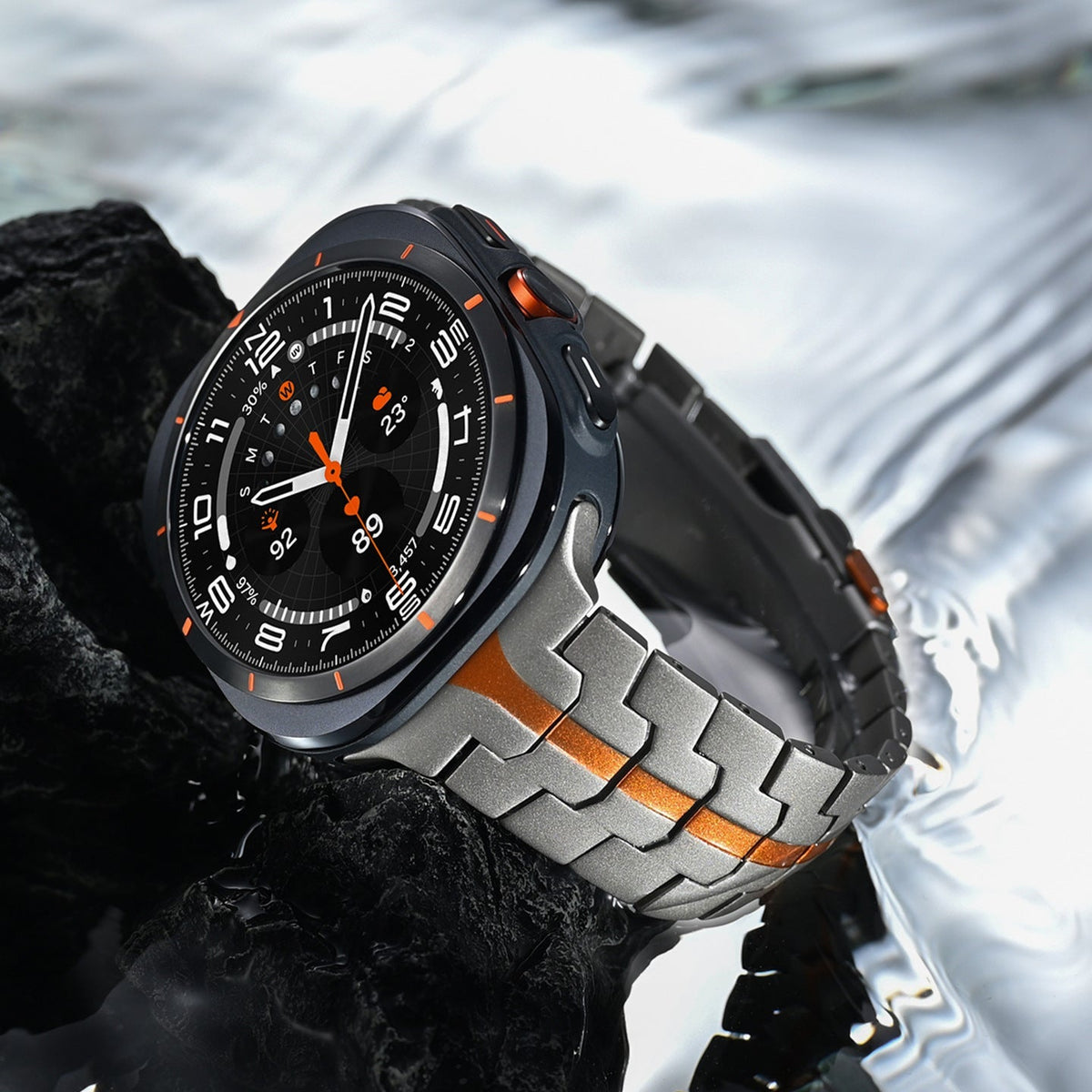 Bracelet en métal renforcé haute technologie, pour montre connectée, fermoir papillon, pour Samsung Galaxy Watch Ultra, modèle Despo - La Boutique du Bracelet