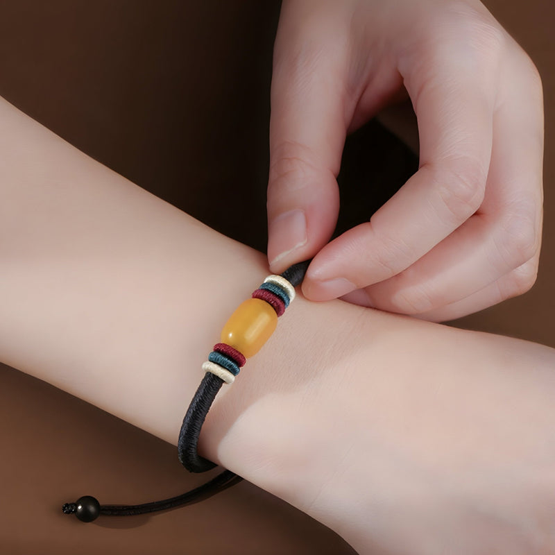Pulsera de nailon, piedra de ámbar, unisex, modelo Jesse