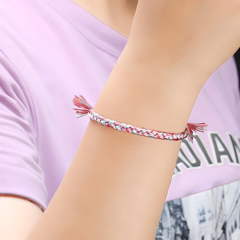 Bracciale in nylon intrecciato, multicolore, da donna, modello Lela