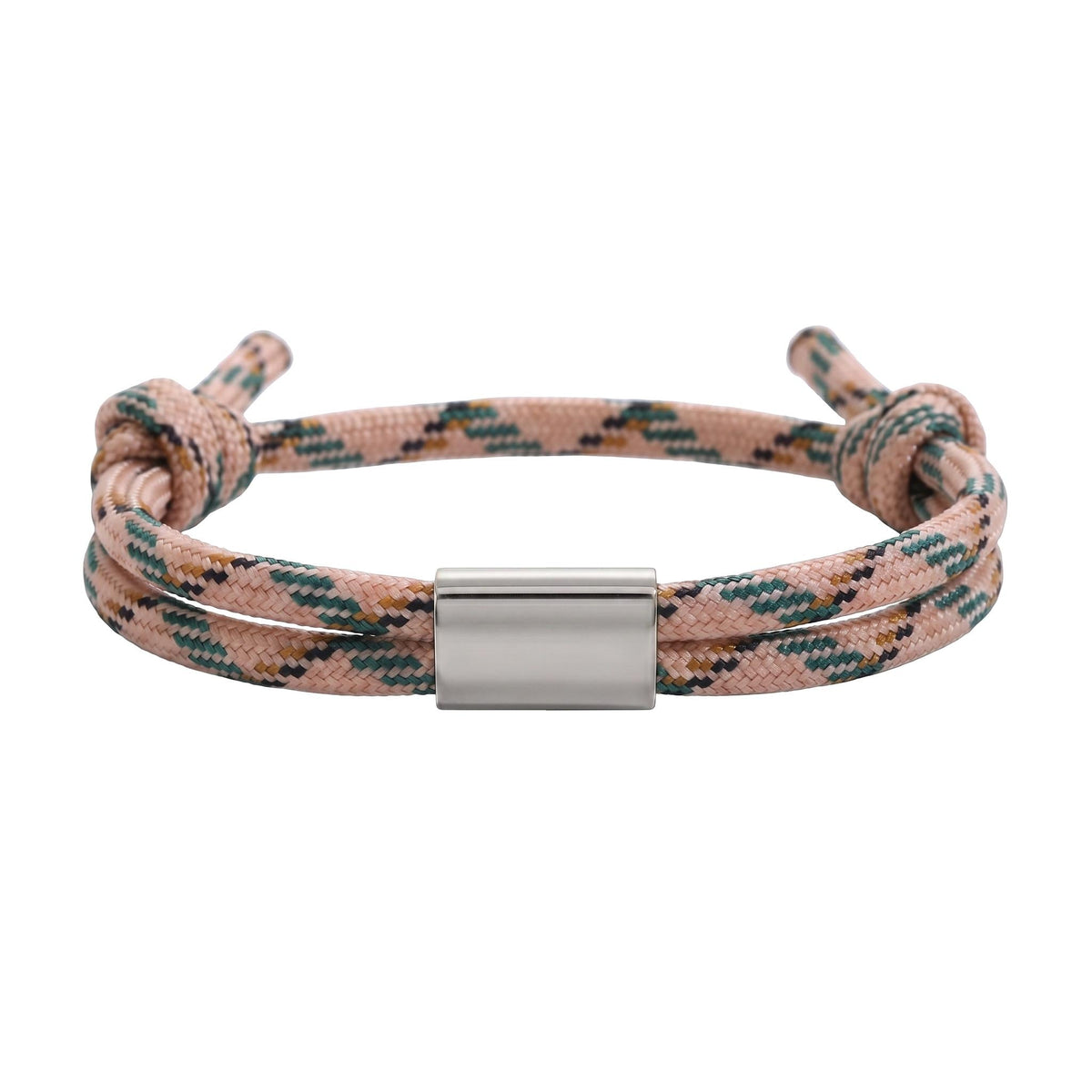 Customizable paracord bracelet, engravable stainless steel plate, adjustable, Veyron model