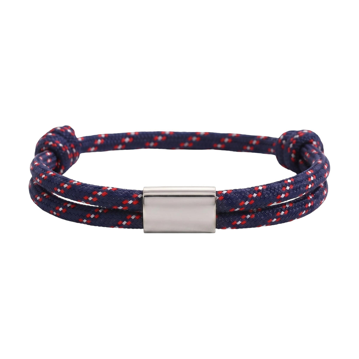 Customizable paracord bracelet, engravable stainless steel plate, adjustable, Veyron model