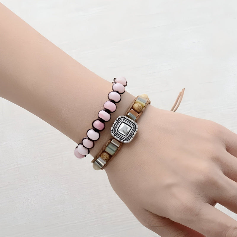 Pulsera de ópalo rosa para mujer, símbolo de amor, modelo Callie