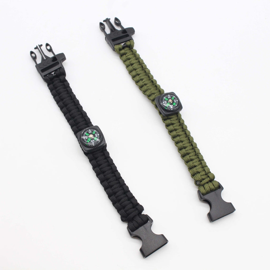 Bracelet en paracorde, bracelet de survie pour randonnée et aventure, sifflet et boussole intégré, modèle Venz - La Boutique du Bracelet