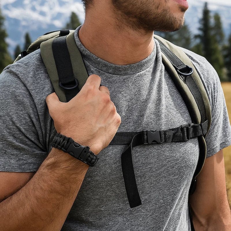 Pulsera de paracord, pulsera de supervivencia para senderismo y aventura, con silbato integrado, modelo Norris