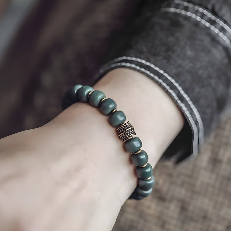 Grünes Bodhi-Perlenarmband, Unisex, Modell Dali