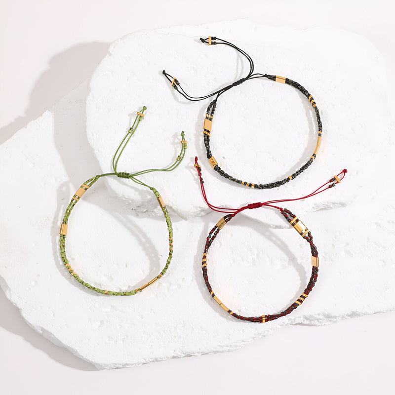 Pulsera de perlas japonesas, doble vuelta ajustable, para mujer, modelo Anola