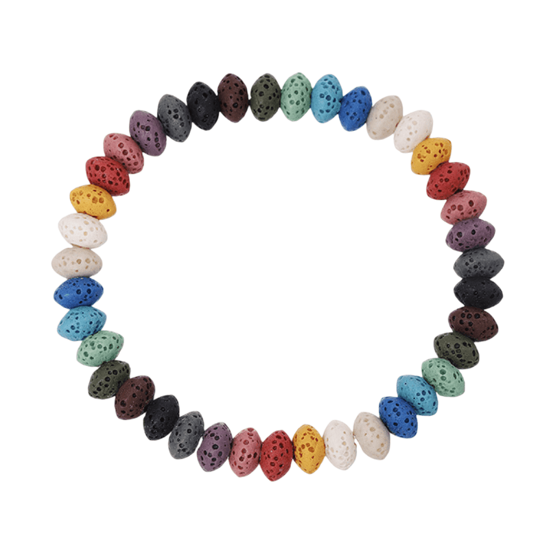 Bracelet en perles volcanique multicolore, élastique, bien être naturel, modèle Larmy - La Boutique du Bracelet
