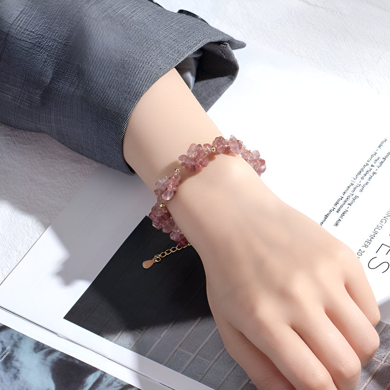 Pulsera de piedra de cristal, aspecto natural, para mujer, modelo Jania