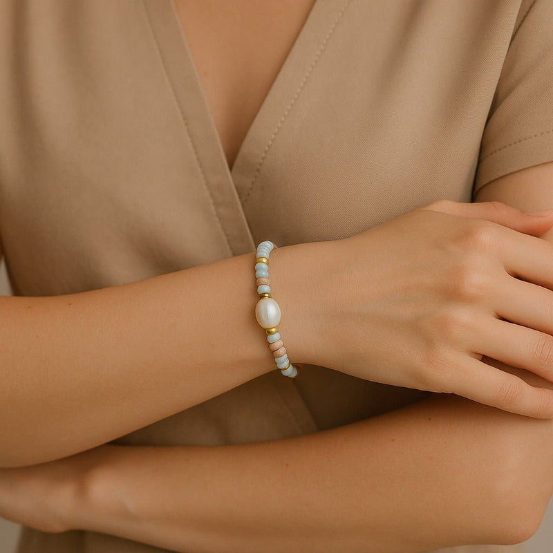 Pulsera de piedra de Shoushan, estilo zen y relajante, para mujer, modelo Riména