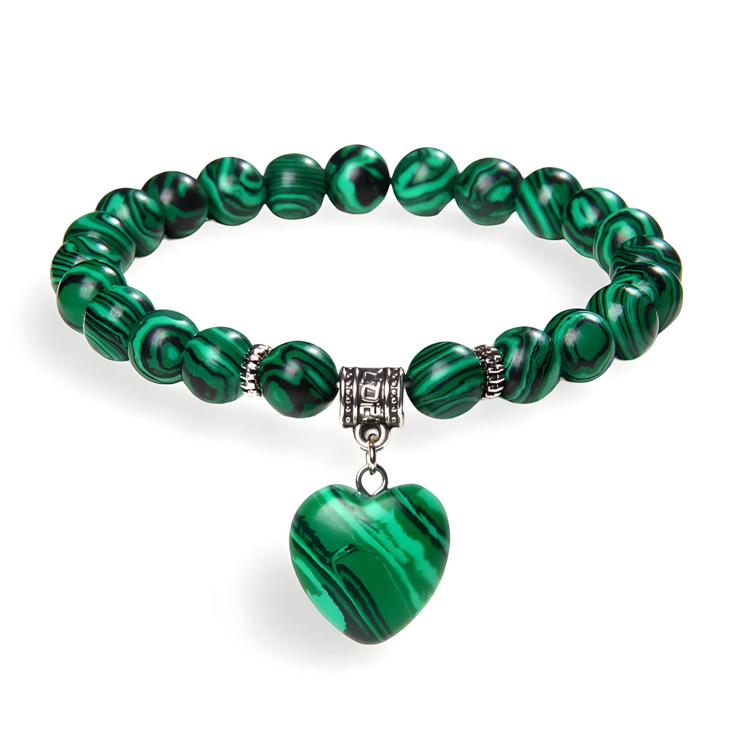 Bracelet en pierres naturelles, charm coeur, mixte, modèle Peyton - La Boutique du Bracelet