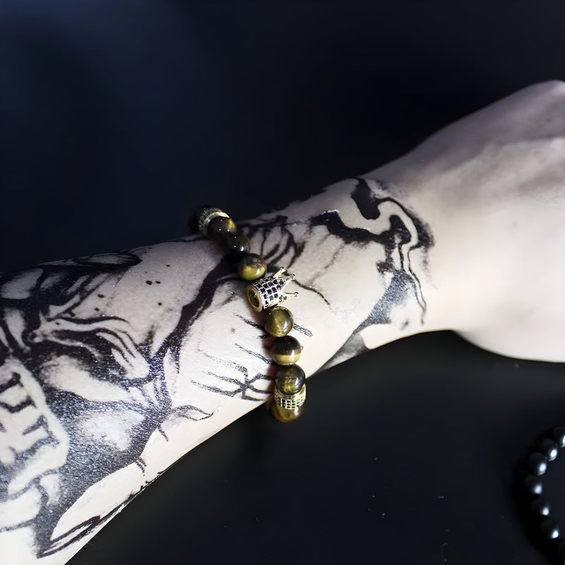 Pulsera de piedras naturales, estilo lujoso, para hombre, modelo Ibra