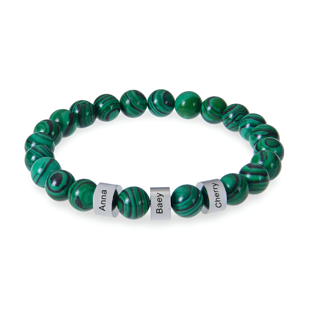 Bracelet en pierres naturelles personnalisé, triple plaques, modèle Valen - La Boutique du Bracelet