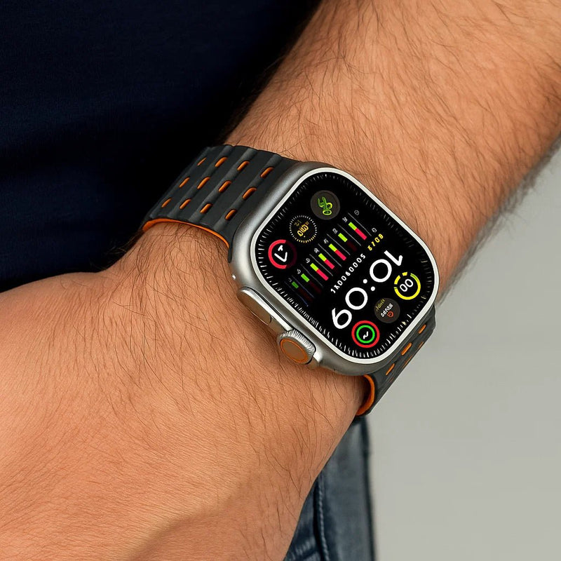 Pulsera de silicona con estilo deportivo, resistente al agua, para Apple Watch, ajustable, modelo Turim