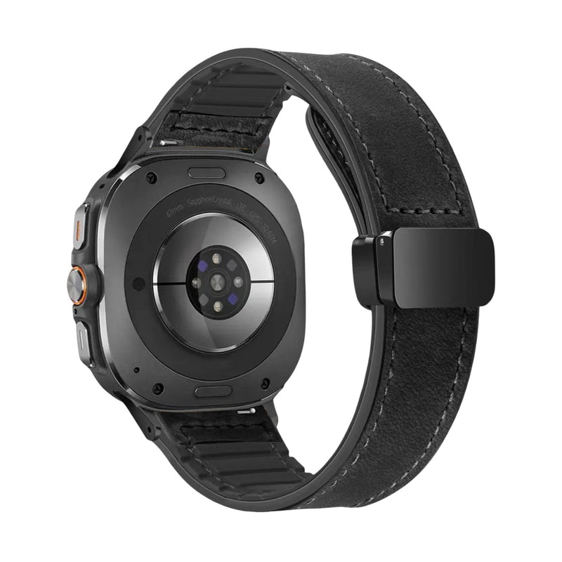 Bracelet en simili vegan magnétique, design classe, pour montre connectée, pour Samsung Galaxy Watch Ultra, modèle Colo - La Boutique du Bracelet