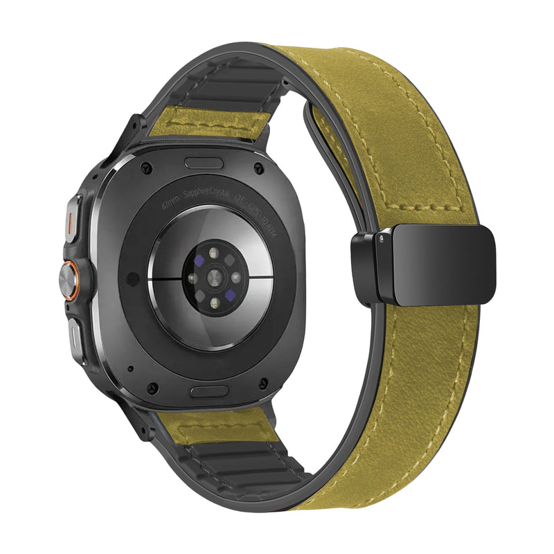 Bracelet en simili vegan magnétique, design classe, pour montre connectée, pour Samsung Galaxy Watch Ultra, modèle Colo - La Boutique du Bracelet