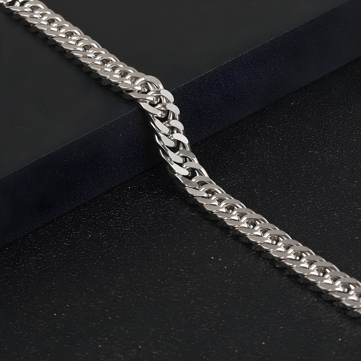 Bracelet homme en titane argenté à maille cubaine brillante, style Murray, 19 cm.