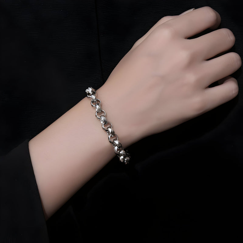 Pulsera de titanio, eslabón rolo, una pieza central, para hombre, modelo Elvis