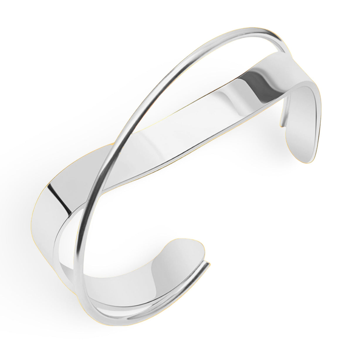 Bracelet jonc argenté design original Elmira en titane plaqué, style contemporain et élégant.