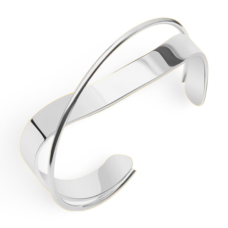 Bracelet jonc argenté design original Elmira en titane plaqué, style contemporain et élégant.