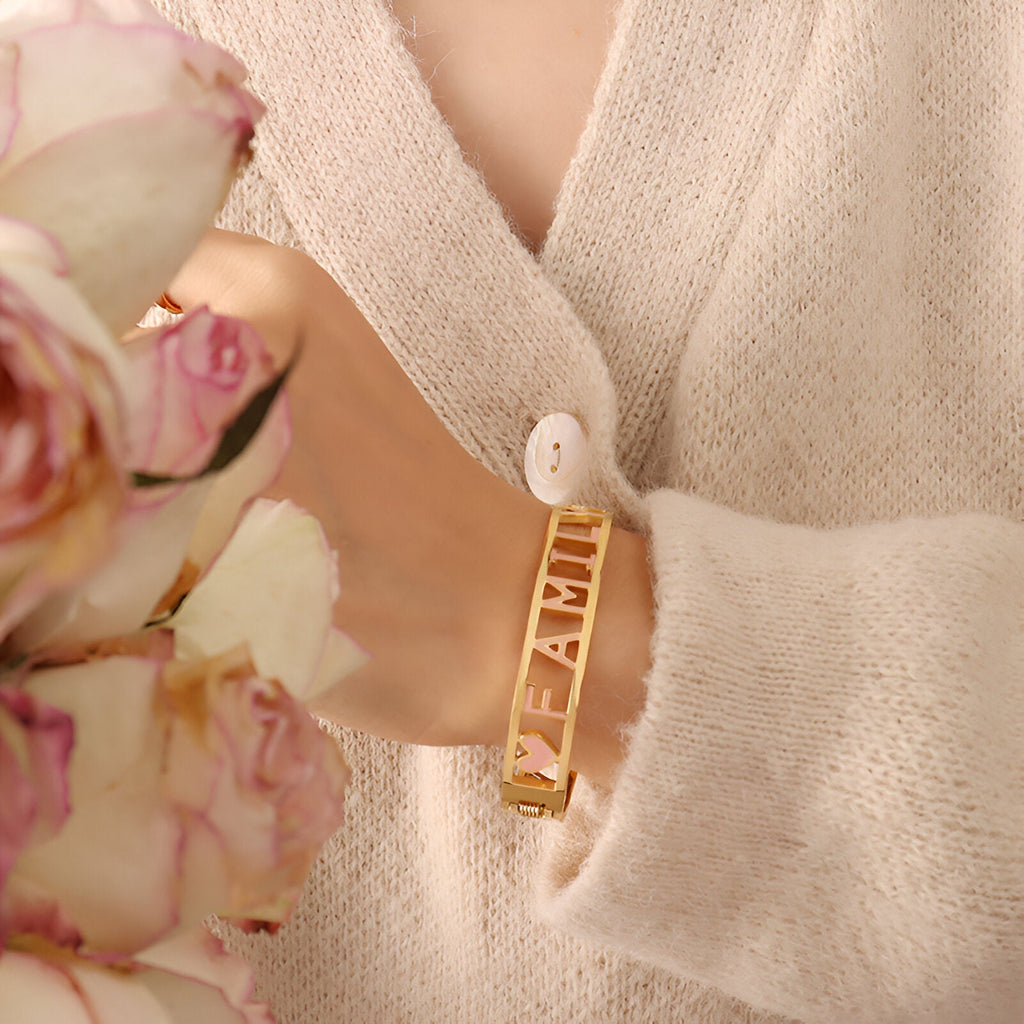 Bracelet en titane plaqué or 18 carats, "Family", modèle Cindy - La Boutique du Bracelet