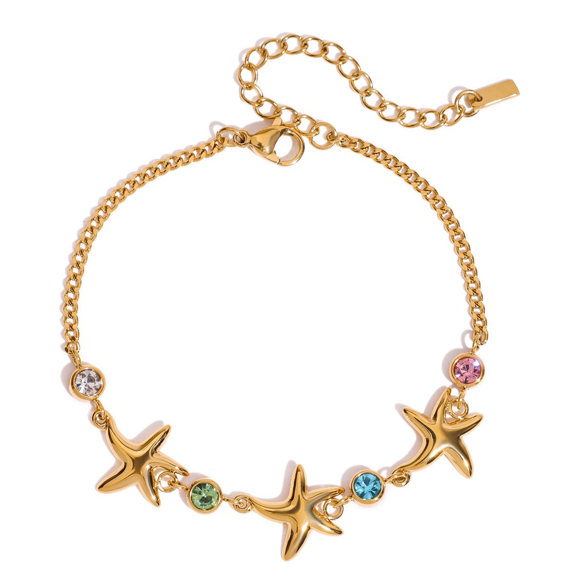 Bracelet étoile de mer et zircons, en acier inoxydable, été, pour femme, modèle Nérime - La Boutique du Bracelet